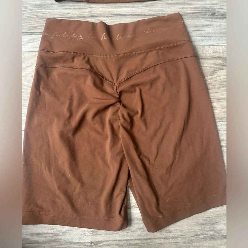 Gymshark x Whitney Simmons Brown Athletic Crop Tank Top and Shorts Set Size M - Picture 4 of 11